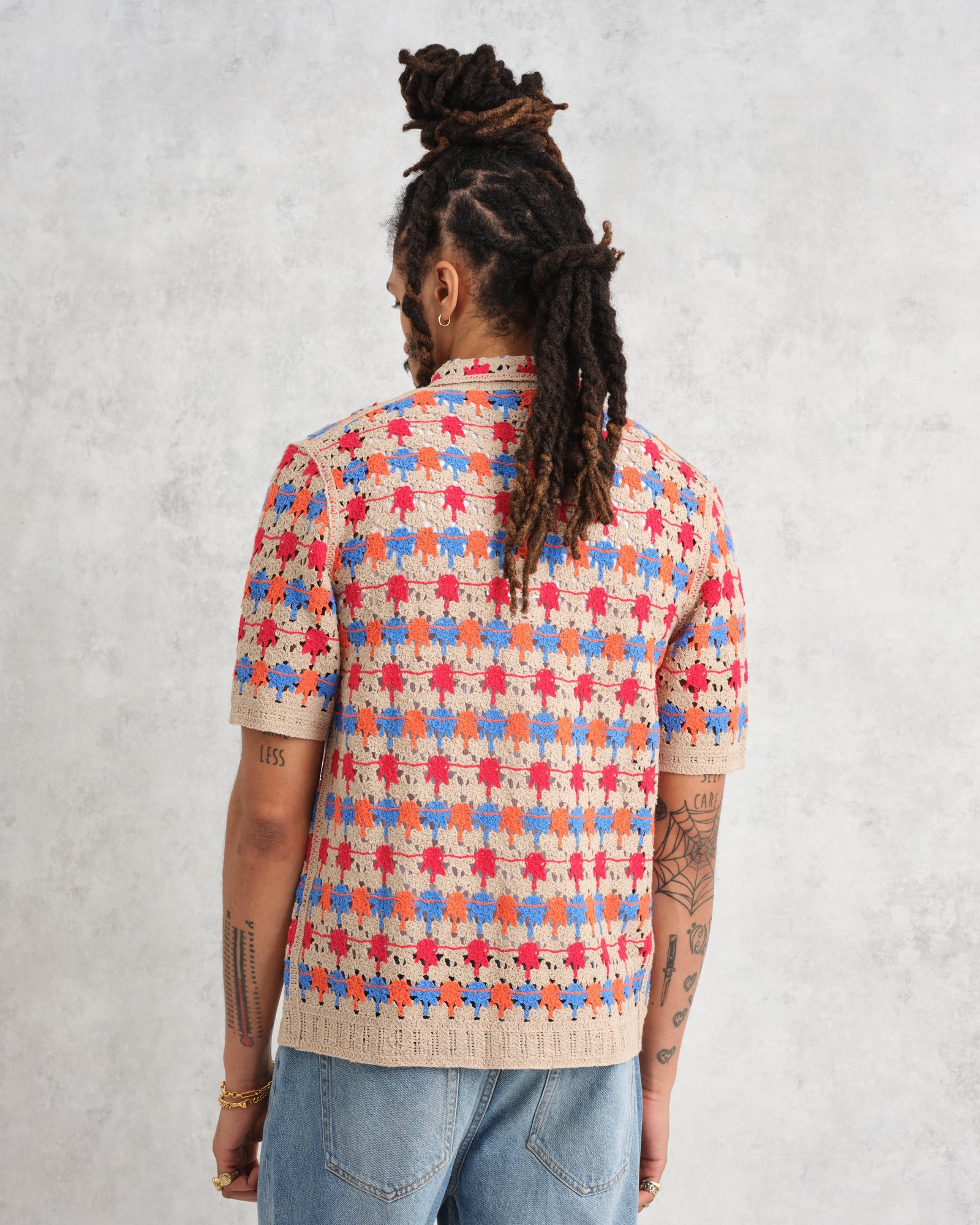 【I AM MARI】Levinde Pattern Banding Shirt One Piece Button-Up-Hawaiian-Shirt-back-
