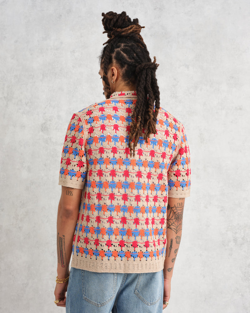 wax london Porto Shirt Multi Splash Crochet