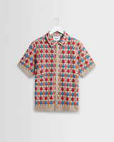 wax london men's Porto - Multicolour Splash Crochet Shirt