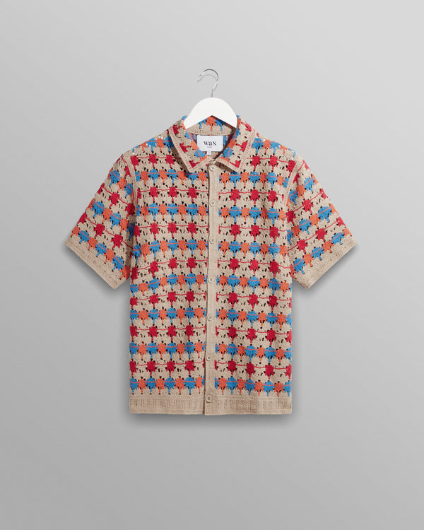 wax london Porto Shirt Multi Splash Crochet