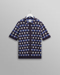 Porto - Navy Splash Crochet Knitted Polo Shirt