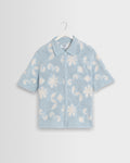 Porto - Pale Blue Doodle Crochet Knitted Shirt