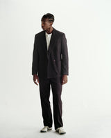 Vigo - Dark Brown Double Breasted Wool Pinstripe Blazer