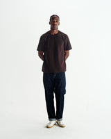 Dean - Dark Brown Textured Organic Cotton T-Shirt
