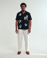 Didcot - Black And Beige Abstract Applique Short-Sleeve Shirt