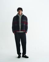 Heath - Navy And Multicolour Wool Check Jacket