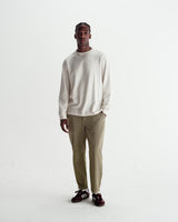 Hayden - Ecru Textured Organic Cotton Long Sleeve T-Shirt
