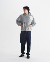Rydal - Grey Doodle Embroidered Loopback Cotton Hoodie