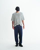 Milton - Ecru Organic Stripe Waffle Cotton T-Shirt
