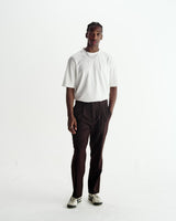 Aubyn - Dark Brown Wool Blend Twill Pleated Trousers