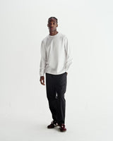 Hayden - White Textured Organic Cotton Long Sleeve T-Shirt