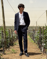 Fintry - Navy Linen Single-Breasted Blazer