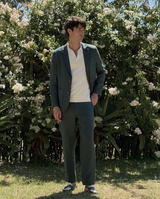 Alp - Dark Green Linen Slim Fit Trousers