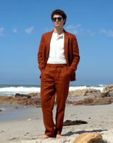 Alp - Rust Linen Slim Fit Trousers