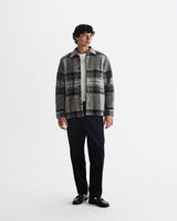 Nolan - Grey And Blue Check Wool Overshirt