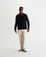 Hayden - Black Textured Organic Cotton Long Sleeve T-Shirt