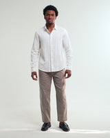 Dartford - White Dobby Stripe Organic Cotton Shirt
