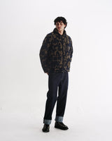 Tate - Navy And Khaki Shapes Jacquard Fleece Jacket