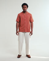 Didcot - Rust Double-Weave Seersucker Short-Sleeve Shirt