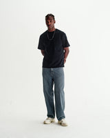 Dean - Navy Textured Organic Cotton T-Shirt