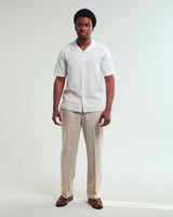 Didcot - Ecru Double-Weave Seersucker Short-Sleeve Shirt