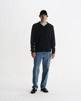 Carter - Black Open Collar Milano Knit Polo