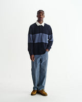 Rowhill - Navy And Blue Panelled Loopback Rugby Shirt