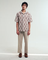 Didcot - Taupe And Ecru Diamond Lace Short-Sleeve Shirt