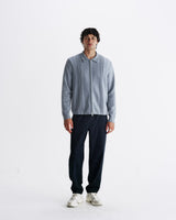 Lennox - Grey Blue Milano Stripe Knitted Polo