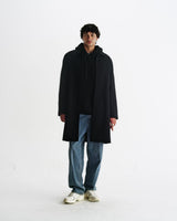 Stan - Black Plain Wool Twill Car Coat