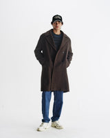 Magnus - Brown Herringbone Double-Breasted Wool Overcoat