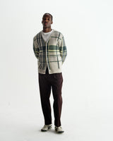 Alban - Natural And Green Plaid Check Cardigan