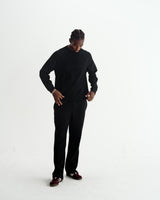 Riley - Black Structured Waffle Crewneck Jumper