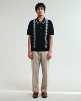 Tellaro - Black And Ecru Retro Embroidered Shirt