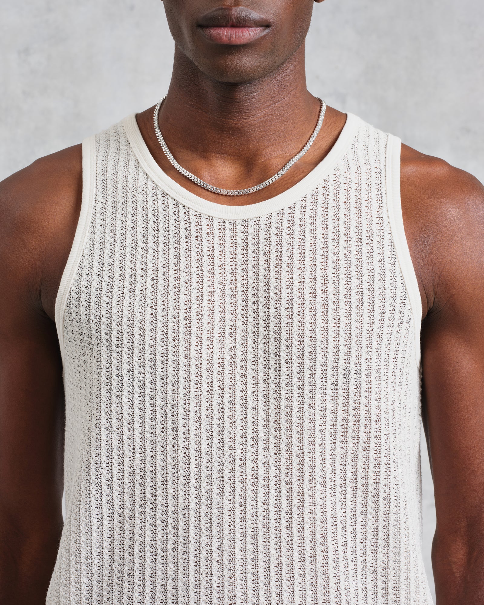 Men's Ecru Open Knit Vest | Wax London