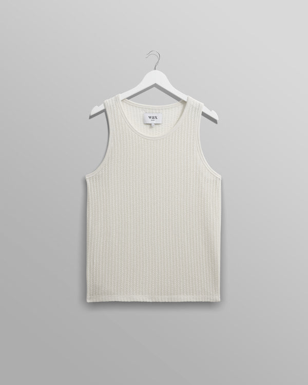 wax london men's Prim - Ecru Open Knit Vest