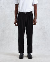 wax london Raleigh - Black Corduroy Pleated Trousers