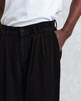 wax london Raleigh - Black Corduroy Pleated Trousers