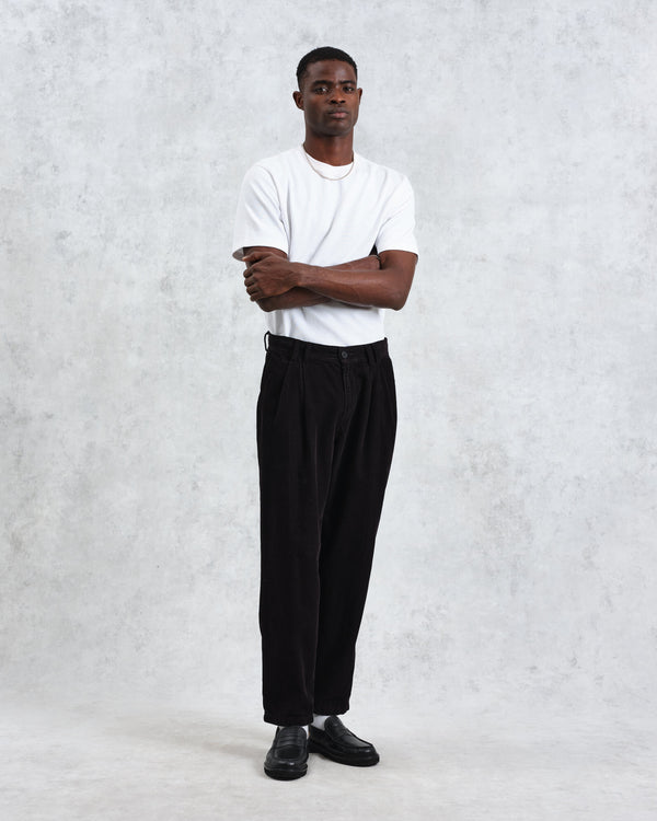 wax london Raleigh - Black Corduroy Pleated Trousers