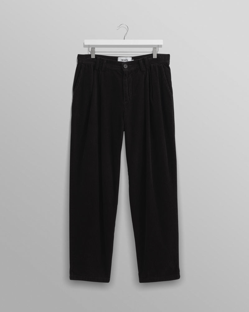 wax london Raleigh - Black Corduroy Pleated Trousers