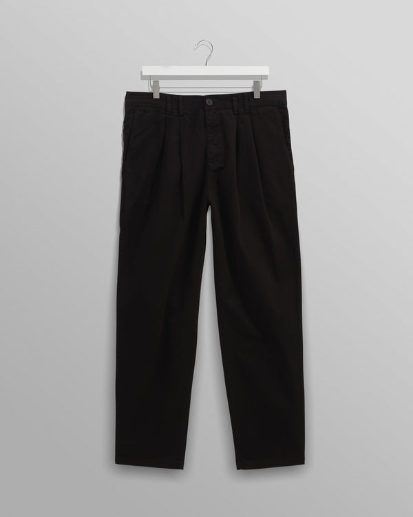 wax london Raleigh - Black Cotton Pleated Trousers