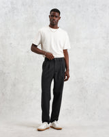 wax london Raleigh - Charcoal Herringbone Pleated Trousers