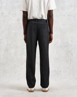 wax london Raleigh - Charcoal Herringbone Pleated Trousers