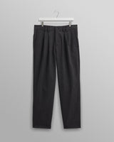 wax london Raleigh - Charcoal Herringbone Pleated Trousers