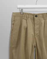 wax london Raleigh - Khaki Cotton Pleated Trousers