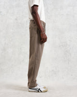 wax london Raleigh - Light Brown Herringbone Pleated Trousers