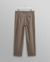 wax london Raleigh - Light Brown Herringbone Pleated Trousers