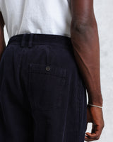 wax london Raleigh - Navy Corduroy Pleated Trousers