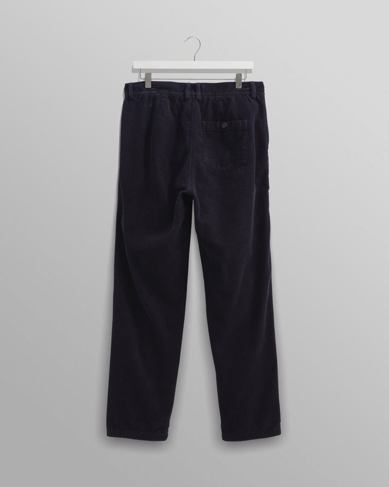 wax london Raleigh - Navy Corduroy Pleated Trousers