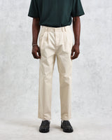 wax london Raleigh - Stone Cotton Pleated Trousers